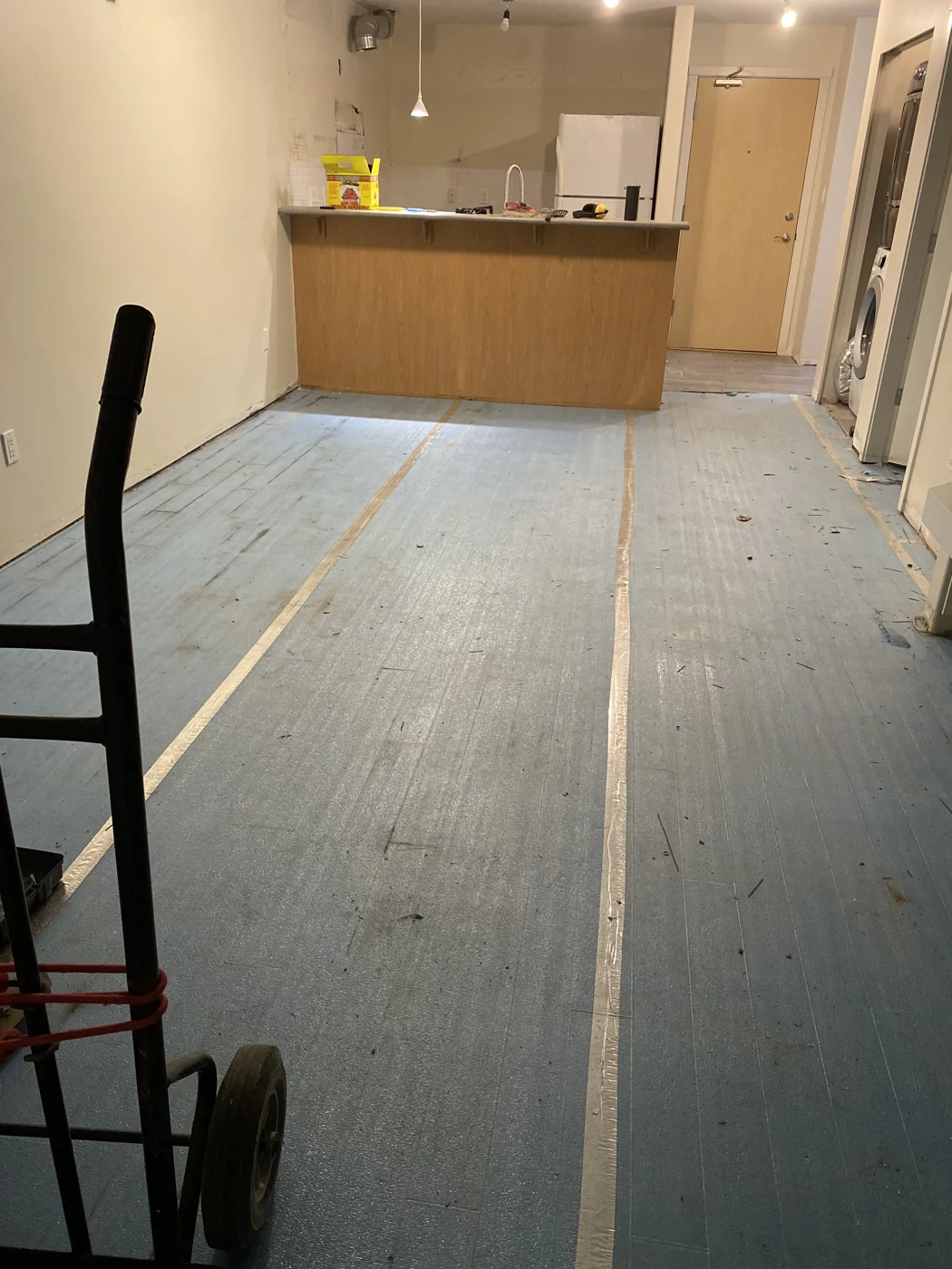 Room after vinyl flooring removal