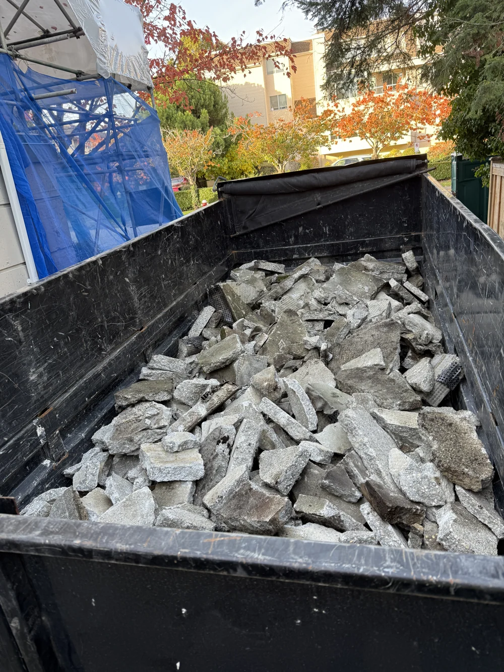 Concrete demolition debris